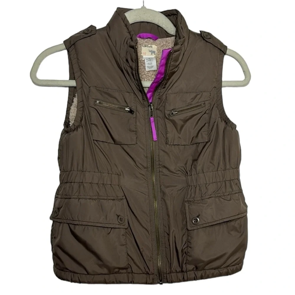 CREWCUTS Girls Puffer Vest fleece lined size 10 girls zip up vest stretch waist